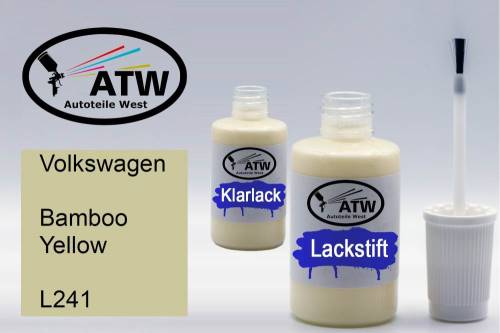 Volkswagen, Bamboo Yellow, L241: 20ml Lackstift + 20ml Klarlack - Set, von ATW Autoteile West.